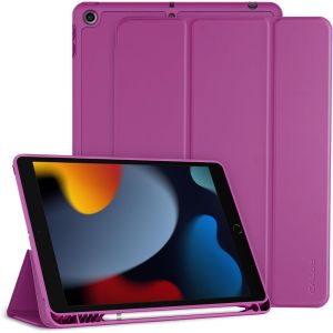 LORANKA-Coque pour iPad 9&egrave;me/8&egrave;me/7&egrave;me G&eacute;n&eacute;ration avec Porte-Crayon, Housse &Eacute;tui de Protection Ultra Fin Housse en TPU avec Auto R&eacute;veil/Sommeil pour iPad 10.2, Rose Rouge - Neuf