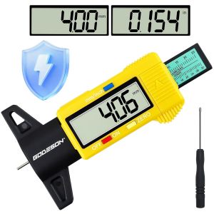 MEVRONISSHOP-Jauge de Profondeur Pneu Digitale, 0-25,4 MM/1 Pouce, Grand &Eacute;cran LCD, Mode &Eacute;conome, Jaune Jauge Profondeur Pneu pour Voitures, Camions, Motos - Neuf