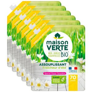 Maison Verte Lot de 6 Adoucissants aux huiles essentielles bio sans palme Fraicheur d'Ete 70 Lavages - Neuf