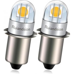 P13.5s Ampoule Led 3v Non-Polarité 3030 2smd Chip 6000k Blanche 200lm Remplacement D'ampoule Led Pour Projecteurs De Phares, Lampes De Poche, Torche Lumineuse Paquet De 2 - Neuf