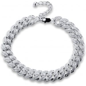 Kal-Cha&icirc;ne Cubain Diamant Homme,14/20mm Plaqu&eacute; Or V&eacute;ritable 18 Carats/Platine Or Blanc Collier Ras Du Cou Bracelet,Diamants De Laboratoire Incrust&eacute; Fabrication Artisanal,Avec Bo&icirc;te-Cadeau - Neuf