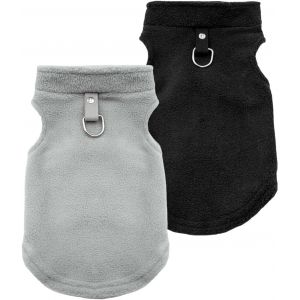 Jgd-2 Pi&egrave;ces Pull Chien,Pull-Overs Avec Anneaux En D Veste D'hiver Pour Chien Manteau D'hiver Pour Chiens Manteau Pour Petite Taille Veste Vetement Pour Chihuahua&iquest;Noir, Gris&iquest; Xl - Neuf