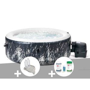 Kit spa gonflable Intex PureSpa Galaxie rond Bulles avec LED 4 places + Porte-verre + Kit de traitement brome - Neuf