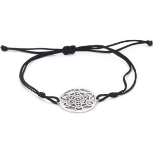 Eryi-Metatron's Cube Bracelet Pour Femme Homme Acier Inoxydable Géométrie Évider Style Charme Ange Sceau Cercle Étoile David Pendentif Double Corde Bracelet Amulette Bijoux Cadeaux - Neuf