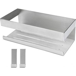 Support de douche et rangement Support de salle de bain sans perçage Panier de douche autocollant sans perçage Support de salle de bain Acier inoxydable Avec 2 crochets - Neuf