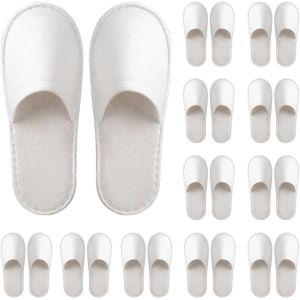 Kalanka-12 Paires Pantoufles Invités Pour Homme Et Femme, Hôtel Des Chaussons De Taille Générale, Pantoufles Jetables Pour Hotel Spa Voyage Mariage, Pantoufle Maison En Blanc, Chausson Spa Unisexe - Neuf