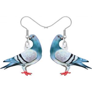 Kal-Boucles D'oreilles Pigeon En Acrylique Colombe Oiseau Animaux Pendentif Bijoux Hypoallergéniques Pour Femmes Printemps Eté Cadeaux De Charme - Neuf