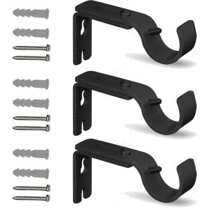 Lot de 3 supports de tringle &agrave; rideau r&eacute;glables en m&eacute;tal avec vis pour tringle murale de 2,5 cm,robuste et r&eacute;sistant &agrave; la rouille - Neuf