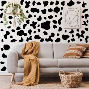Motif De Vache Noir Autocollant Mural Chambre D'enfant Étoiles Colorées Stickers Muraux Salon Chambre Couloir Autocollant Mural Canapé Arrière-Plan Autocollant Mural Décoration Murale (Motif Vache) - Neuf