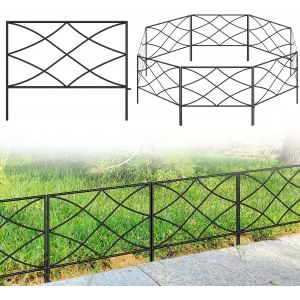 Mevronisshop-Cloture Jardin Exterieur, Bordure Jardin M&eacute;tal De 40,6 Cm X 2,8 M, Noir Panneaux De Cl&ocirc;ture De Jardin D&eacute;coratifs En M&eacute;tal&iquest;Barriere Jardin Pour Chiens, Parterres De Fleurs, U003 - Neuf