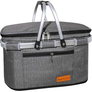 SJZG-Sac Isotherme, Panier &Agrave; Provisions, Grand Panier Isotherme, Sac &Agrave; D&eacute;jeuner, Chauffe-Bureau, Support Lat&eacute;ral, 2 Poign&eacute;es, Position Verticale - Neuf