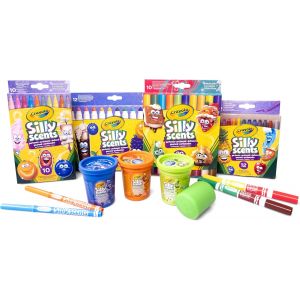 Silly Scents Set Commodit&eacute;, pour dessiner avec des couleurs parfum&eacute;es, plus de 45 pi&egrave;ces dont des feutres, de la p&acirc;te &agrave; modeler, des crayons de cire - Neuf