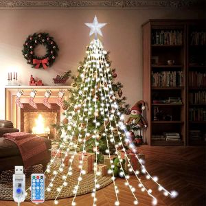 Kal-Guirlande Lumineuse Sapin De Noël Avec Étoile, 2m X 9 Brins Étanche, Led Pour Jardin, Fête, Décoration De Mariage - Neuf