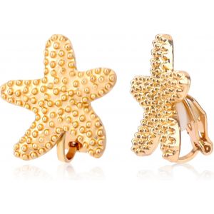 Kal-Boucles D'oreilles À Clip Étoile De Mer, En Forme D'étoile De Mer Dorée Style Bohème Bijoux Délicats À Clip Pour Les Vacances D'été L'océan La Plage Cadeau Pour Femme - Neuf