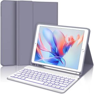 Tianyi-Clavier Pour Ipad 9 Ème - Coque Clavier Pour Ipad 10,2 Pouces (9ème 2021 / 8ème 2020 / 7ème 2019), Rétroéclairage 7 Couleurs, Azerty, - Neuf