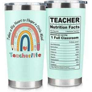 Eryi-Cadeau Pour Enseignant, Cadeau Pour Enseignants, Gobelet Vert En Acier Inoxydable Avec Soin Conçu, Jolie Papeterie Et Motif C?ur, Cadeau De Remerciement Pour Les Enseignants Pour Femmes - Neuf
