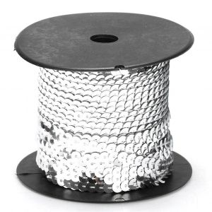 100 Yard Sequin String 6mm Accessoire D&eacute;coratif Pour Chaussure En Tissu En Plastique R&eacute;sine Sequin Line Argent 100 Yard/Roll - Neuf