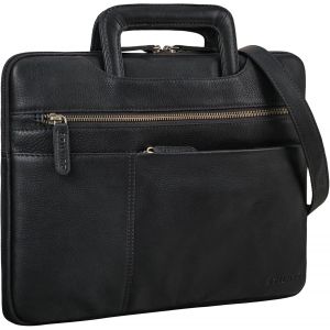 acdsgd-Cole Vintage Sacoche Ordinateur 14 pouces Homme Cuir &Eacute;troit Housse Ordinateur Cuir V&eacute;ritable Serviette pour Travail Business Voyage Couleur:noir - Neuf