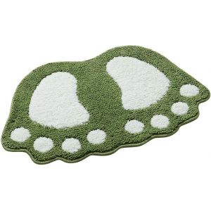 Tapis de bain antid&eacute;rapant, tapis de douche, grand tapis shaggy absorbant, paillasson (40 x 60 cm, vert) - Neuf