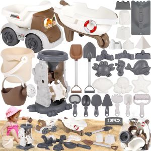 ERYI-Jouet De Plage, 30 Pcs Kit De Jeu De Plage Enfant Jeux Sable, Jouets De Plage Pour Enfants, Pelle Outil De Sable Kits, Jouets De Sable Ensemble,Jeux D'Eau Exterieur Pour Enfants - Neuf