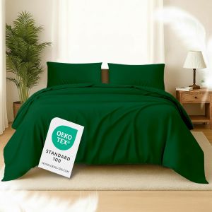 Royal 2-Piece Cotton Bed Linen 135 X 200 Cm With 1 Pillowcase 80 X 80 Cm Oeko-Tex Certified Green With Ykk Zip - Neuf
