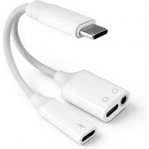 KALANKA-Adaptateur USB C vers jack 2 en 1 Aux USB C pour casque avec jack 3,5 mm & type C & charge PD 60 W Compatible avec smartphones, tablettes - Neuf