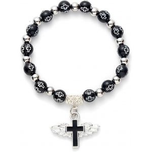 Eryi-Bracelet Pour Femme Croix Baptême Elastique Perles Bracelet Cadeau Pour Mamie Maman S?ur Amie - Neuf