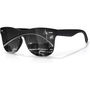 Lunettes De Soleil Homme Femme Polarisées Mode,Abat-Jour Plats Réfléchissants En Une Seule Pièce Pour Conduite Pêche Protection Uv - Neuf
