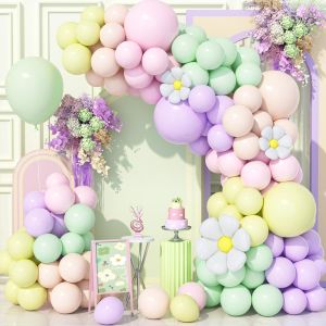Kit D'Arche Ballons Pastel 136 Pi&egrave;ces, Guirlande Ballons Arc-En-Ciel Multicolores Pastel Avec Ballons Marguerites Pour Anniversaire F&ecirc;te Pr&eacute;natale Mariage Carnaval D&eacute;corations F&ecirc;te - Neuf