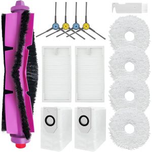 CHENG-Accessoires pour Eureka J12 Ultra, pour Midea V12 robot aspirateur pi&egrave;ce de rechange, Brosses &agrave; rouleau, 4 Chiffon, 2 sacs &agrave; poussi&egrave;re, 4 brosses lat&eacute;rales, 2 filtres - Neuf
