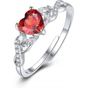Bague Femme Fiançailles Argent 925 Avec 12 Pierres De Naissance Oxyde De Zircon Bague De Mariage Coeur Anneau Bijoux Cadeau Anniversaire Pour Maman Fille Femme.[Y943] - Neuf