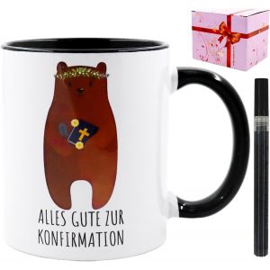 Eryi-Tasse De Communion, De Confirmation, Personnalisable, Avec Stylo En Céramique, Pour Communion, Garçons Et Filles (Ours) - Neuf