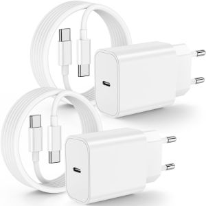 2 Pack Fast Charger iPhone 15 16, USB C Cable 2M and 20W USB C Charger for Apple iPhone 16/16 Pro/15 Plus/15 Pro Max, iPad Pro/Air/Mini, Galaxy S23/S22, USBC AC Plug Power Adapter - Neuf