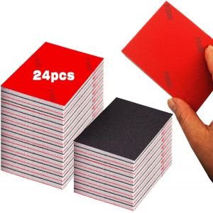 24 Pièces Eponge Poncage¿Grains 1000,Eponge Abrasive De Ponçage Cale a Poncer Kit Papier Abrasif Sec et Humide pour Modèle de Construction Sèche Métal Bois Meubles Papier a Poncer - Neuf
