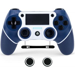 Manette Sans Fil Compatible Pour Ps4/Pro/Slim,Manettes Avec Double Vibration Shock,Gyroscope 6 Axes,Turbo,Batterie 1000Mah,Pavé Tactile,Audio,M1/M2,Manette Compatible Avec Ps4 - Neuf