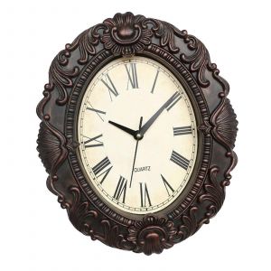 Horloge murale ovale, design moderne pour la decoration de la cuisine et du salon, cuivre noir - Neuf