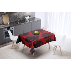 Sjzg-, Anti-Moisissure, S&eacute;chage Rapide, R&eacute;sistant Aux Taches, Lavable En Machine, 100% Polyester Nappe De Table, Rouge Noir, 140 X 140 Cm - Con&ccedil;u Et Fabriqu&eacute; En Turquie - Neuf