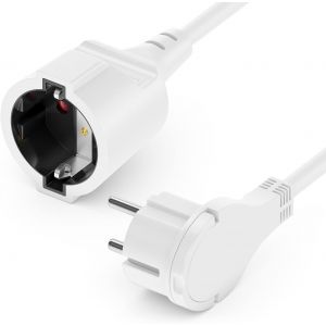 2m C&acirc;ble D'alimentation Rallonge Avec Fiche Plate Contact De Protection &Eacute;lectricit&eacute; C&acirc;ble Renouvellement 3680w M&eacute;nage Bureau Multim&eacute;dia Blanc - Neuf