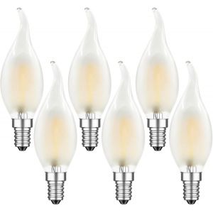 Ampoule Led E14 Filament 4w Forme De La Flamme Blanc Chaud 2700k Vintage En Forme De Bougie 4w &Eacute;quivalent &Agrave; 40w 400lm Dimmable Mat Lot De 6 - Neuf