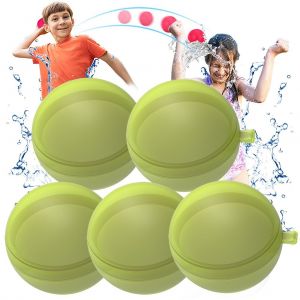Lot de 5 balles d'eau en silicone a remplissage rapide et reutilisables, ideales pour l'ete, l'interieur et l'exterieur, pour la piscine, la plage ou les jeux aquatiques pour enfants - Neuf