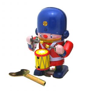 Jouet &agrave; tambour m&eacute;canique de 3,5 pouces, joli jouet &agrave; remontage pour l'apprentissage des enfants, jouet de motricit&eacute; fine, d&eacute;cors vintage - Neuf