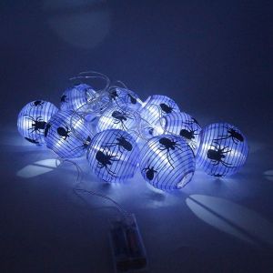 Halloween Araignée Chaîne De Lumières, 2m 10 Led Violet Intérieur De La Lanterne De La Chaîne De Lumières À Piles Halloween Décoration Led Blanc Chaud De Lumières Pour Les Fêtes - Neuf