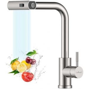 Robinet de cuisine cascade, robinet de cuisine haute pression, robinet de cuisine extractible avec 3 modes de pulv&eacute;risation - Neuf