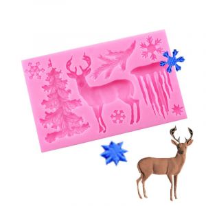 No&euml;l Elk Flocon De Neige, Arbre De No&euml;l Gla&ccedil;ons En Liquide, Gel De Silice Moule &Agrave; Sucre G&acirc;teau Au Chocolat Moule D&eacute;coratif - Neuf