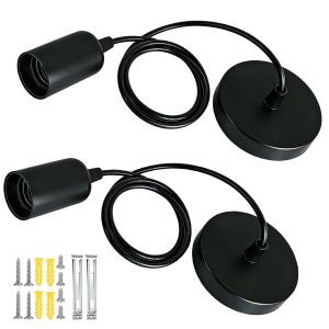 Kalanka-Lot De 2 Suspension E27, Cable R&eacute;glable 100cm, E27 Porte Lampe Suspension, Luminaire Douille Pour &Eacute;clairage De Plafond Salon Chambre Cuisine Bureau - Neuf