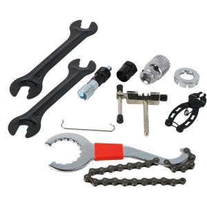 LETNERNY-Kit D'Outils De Réparation De Vélo Ensemble De 7 Pièces Comprenant Un Extracteur De Cassette 3 En 1 Un Br -Chaîne Un Extracteur De Manivelle Un Cône De Moyeu (22 X 12,6 X 5 Cm) - Neuf