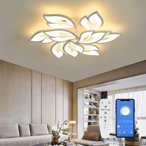 Liux-Moderne Lustre Salon Led Dimmable,Luminaire Plafonnier Avec Télécommande,Changement De Couleur,9 Têtes/Ø 85cm - Neuf