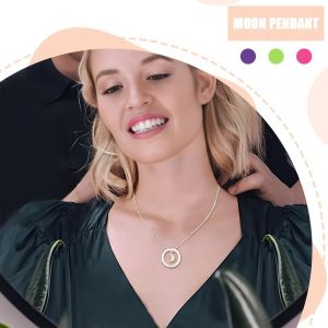 Collier Fille,Fille Lune Pendentif Collier,Collier Couple Lune Cadeau Pour Couple Collier Fantaisie Pour Les Couples Et Les Meilleurs Amis Avec Coffret Cadeau - Neuf