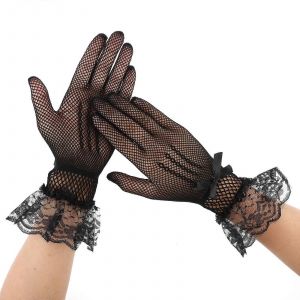 Dentelle &Eacute;l&eacute;gante Gants Pour Femmes - Noir R&eacute;sille Florale D&eacute;coupe &Agrave; La Main Les Accessoires D'une Seule Taille Pour Les Tenues De Soir&eacute;e - Neuf