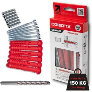 VornixorSarlshop-Lot de 6 fixations murales TV de 100 mm avec foret inclus &iquest; Chevilles murales et vis pour accrocher des t&eacute;l&eacute;viseurs muraux &iquest; Noyau en acier renforc&eacute; pouvant supporter 150 kg sur 6 fi - Neuf